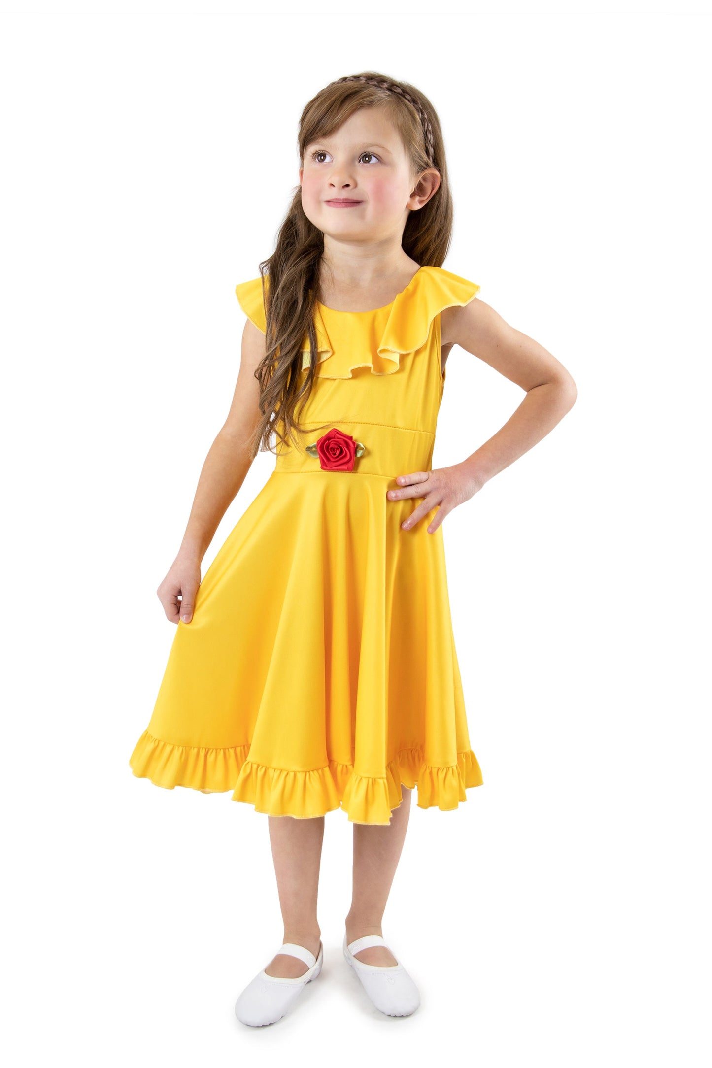 Robe tourbillonnante de beauté jaune