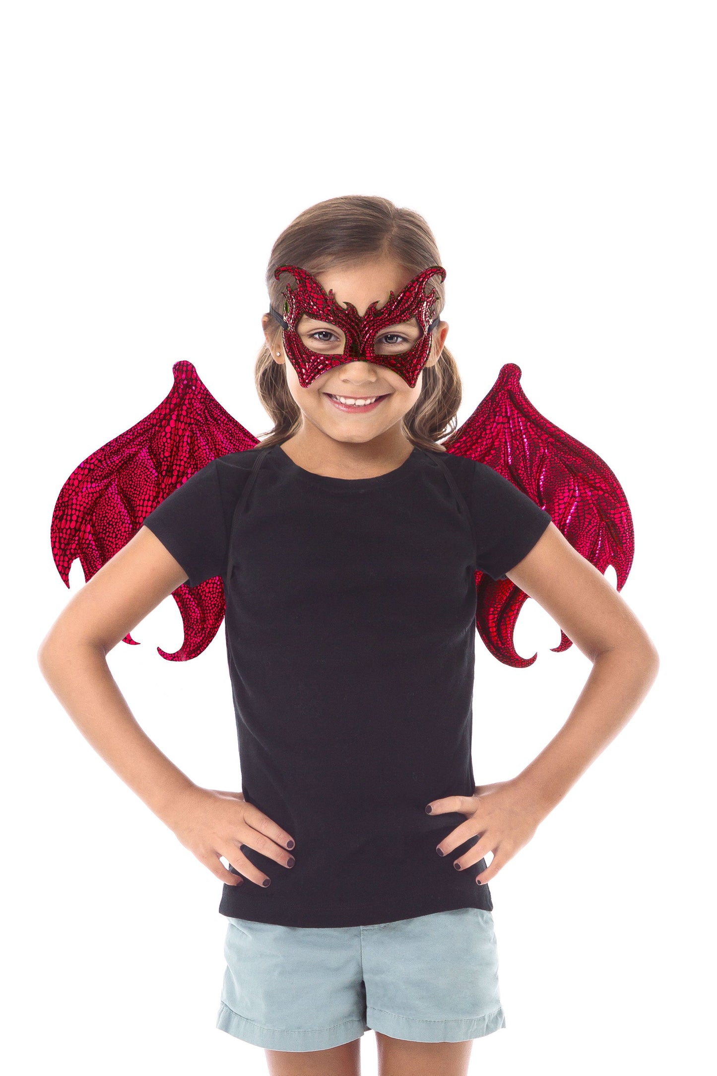 Ensemble d'ailes et de masques de dragon rouge