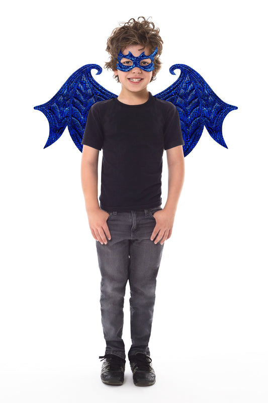 Ensemble d'ailes et de masques de dragon bleu