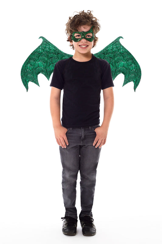 Ensemble d'ailes et de masques de dragon vert