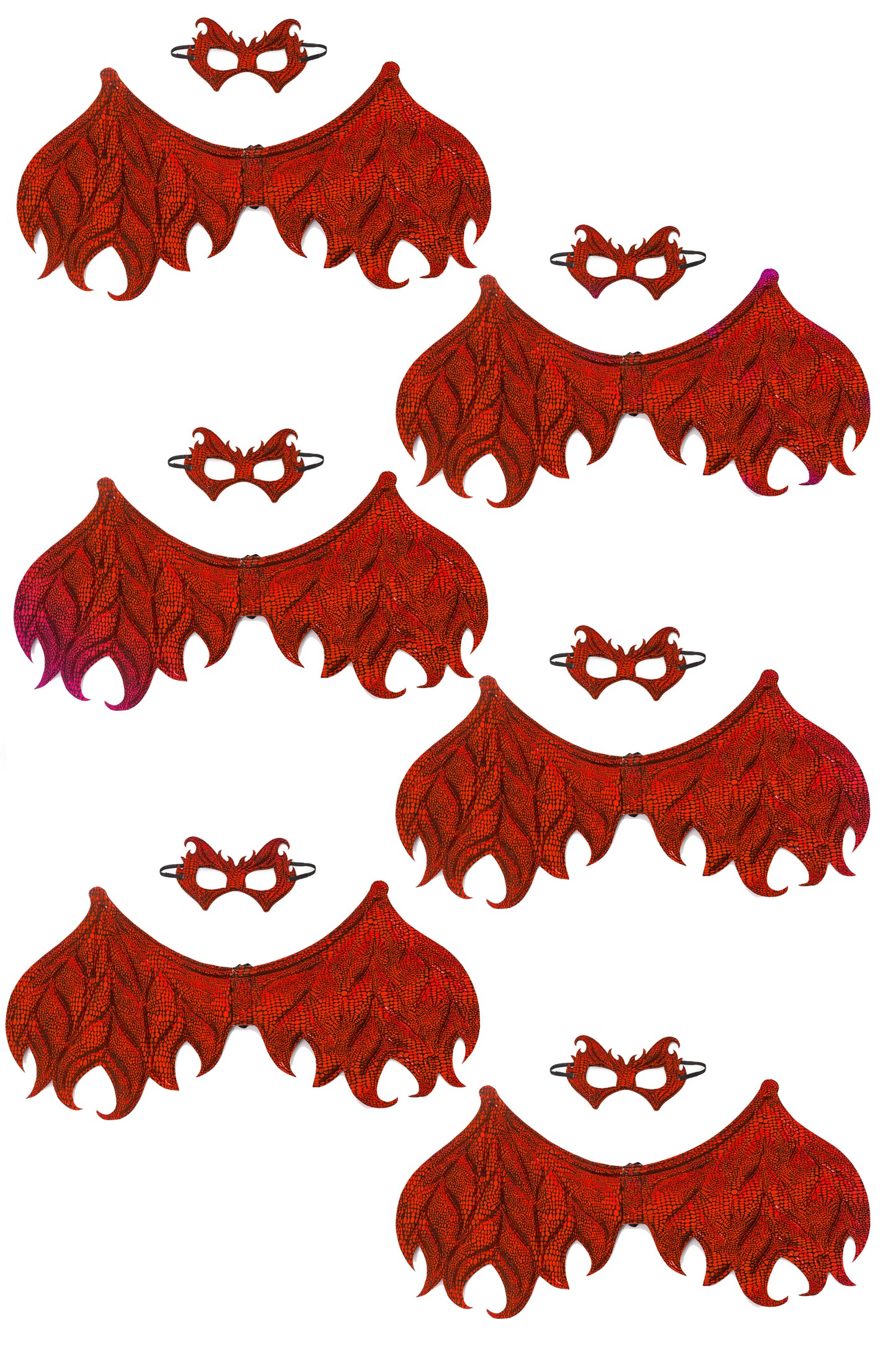 Ensemble d'ailes et de masques de dragon rouge