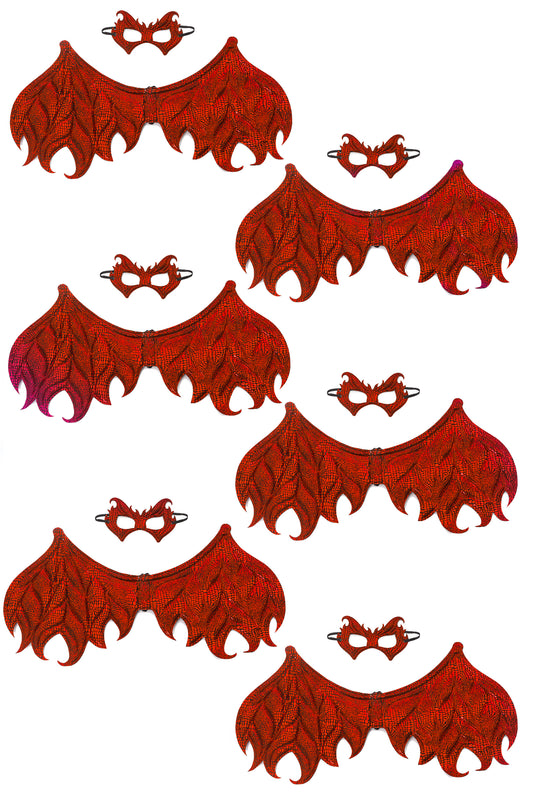 Ensemble d'ailes et de masques de dragon rouge