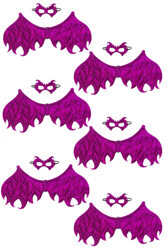 Ensemble d'ailes et de masque de dragon magenta