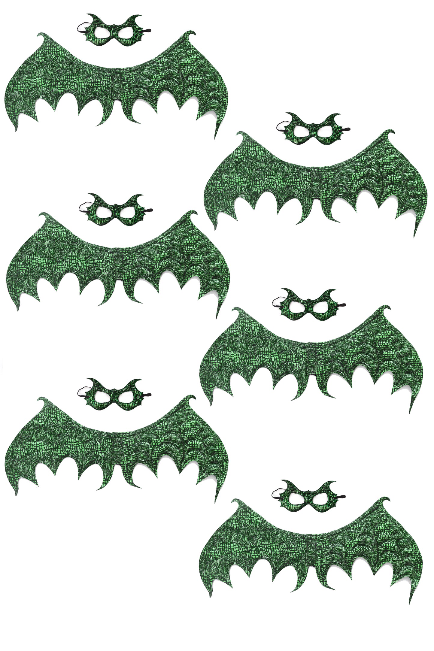 Ensemble d'ailes et de masques de dragon vert
