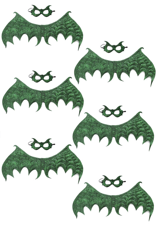 Ensemble d'ailes et de masques de dragon vert